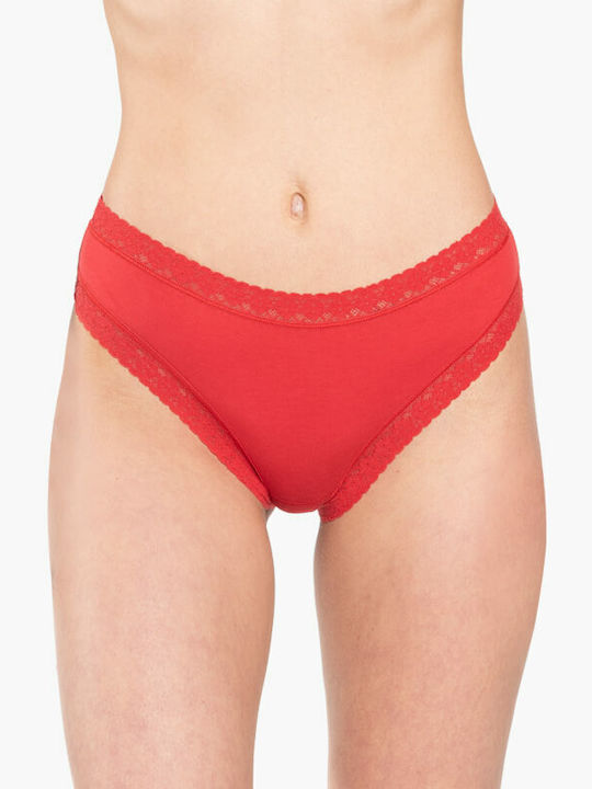 Women's Slip with Lace Red