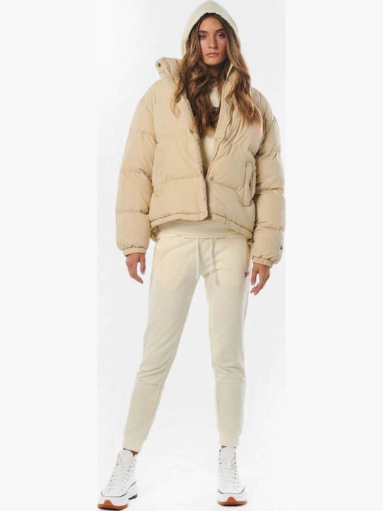 071231 Women's Short Puffer Jacket for Winter Beige