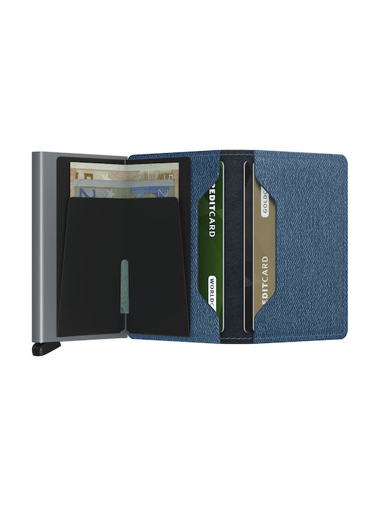 Secrid Slimwallet Δερμάτινο Ανδρικό Πορτοφόλι Καρτών με RFID και Μηχανισμό Slide Μπλε