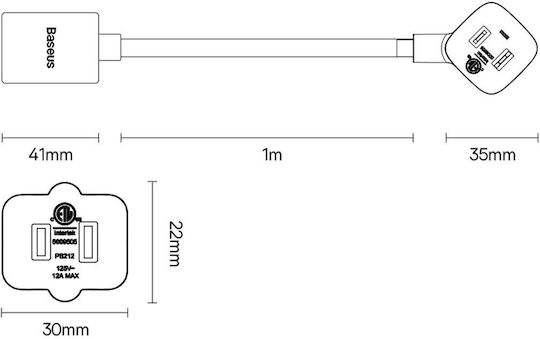Baseus Powercombo Καλώδιο 1m PSMN000301 1τμχ