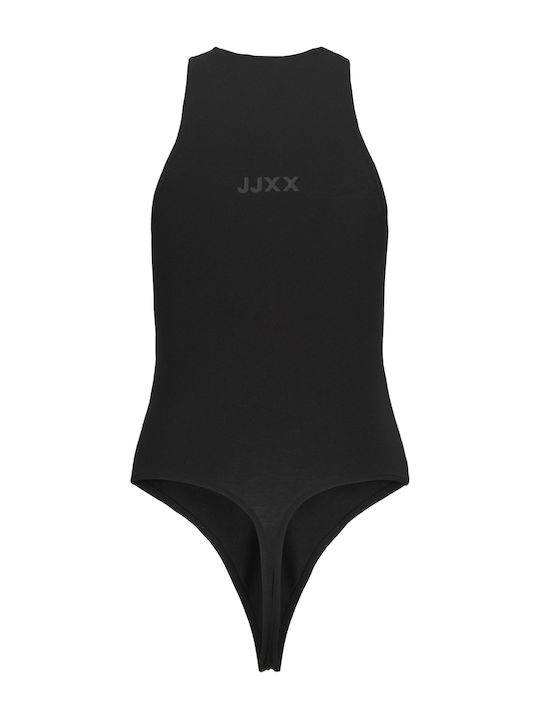 Sleeveless String Bodysuit Slim Fit Black