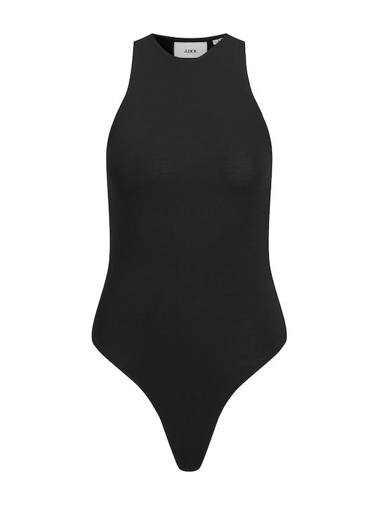 Sleeveless String Bodysuit Slim Fit Black