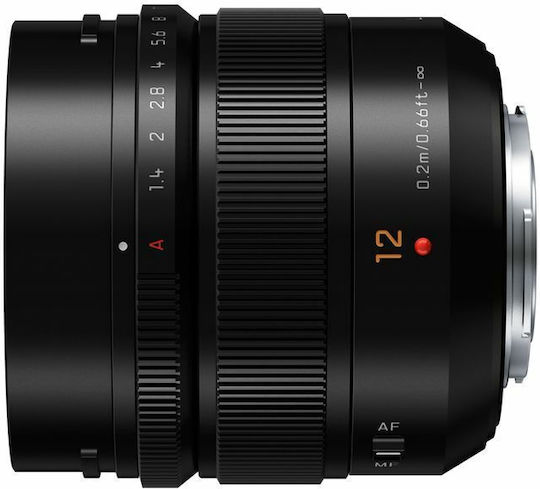 Panasonic Crop Camera Lens Lumix G Leica DG Summilux 12mm /f1.4 Asph. Wide Angle for Micro Four Thirds (MFT) Mount Black