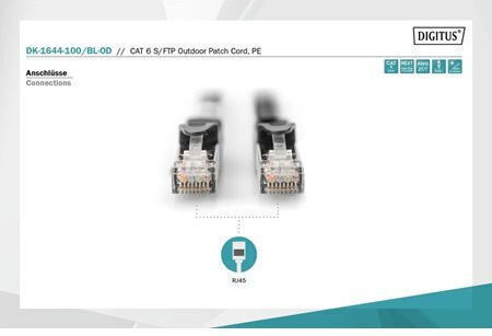 Digitus S/FTP Cat.6 (Gigabit) Network Cable Ethernet Outdoor 10m Black