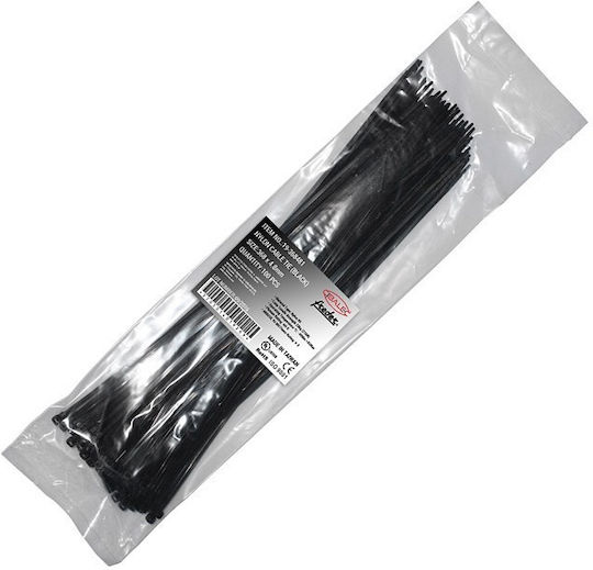 Adeleq Δεματικά Καλωδίων Πλαστικά 368mmx4.8mm σε Μαύρο χρώμα (100τμχ) (19-368481)