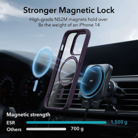 ESR CH Halolock Magsafe Umschlag Rückseite Silikon 0.5mm Clear / Purple (iPhone 14 Pro)