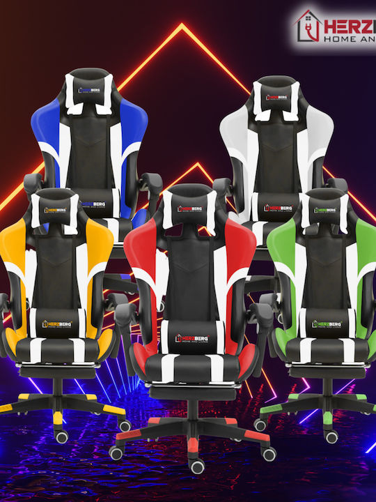 Herzberg HG-8083 Καρέκλα Gaming Δερματίνης με Υποπόδιο Κίτρινη