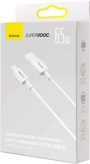 Baseus Superior USB 2.0 Cable USB-C Male - USB-A 65W White 1m CAYS000902