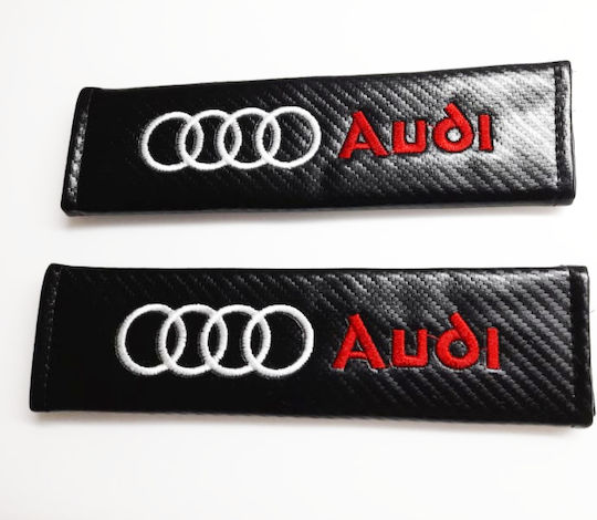 Set of 2pcs Car Seat Belt Pads Black Carbon Audi