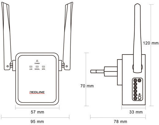 Redline TS720W WiFi Extender Single Band (2.4GHz) 300Mbps