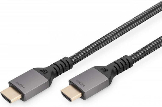 Digitus HDMI 2.1 Ultra High Speed 48Gbps 4K 120Hz HDR VRR Braided Cable HDMI Male - HDMI Male 3m Black