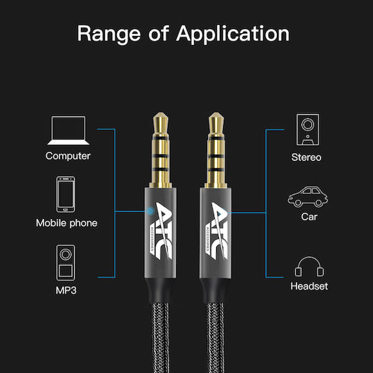 ATC TRRS Audio Cable 3.5mm Male - 3.5mm Male Black 1.5m with Gold Plated Terminals