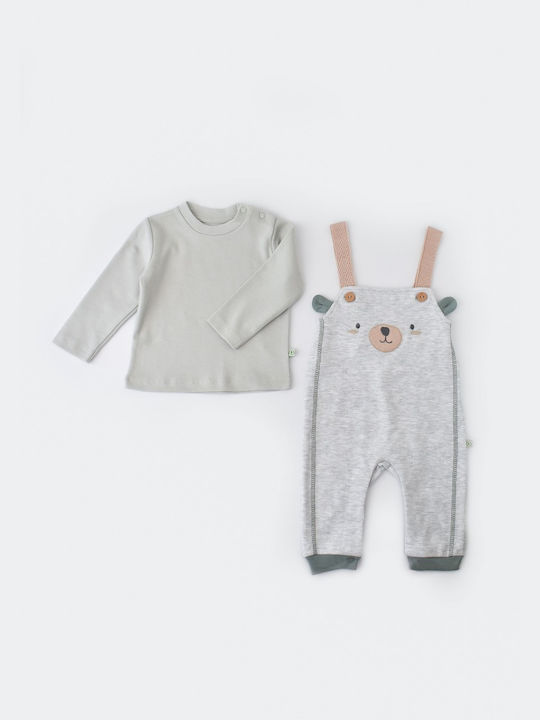 Biorganic Baby Bodysuit Set Long-Sleeved with Pants Gray