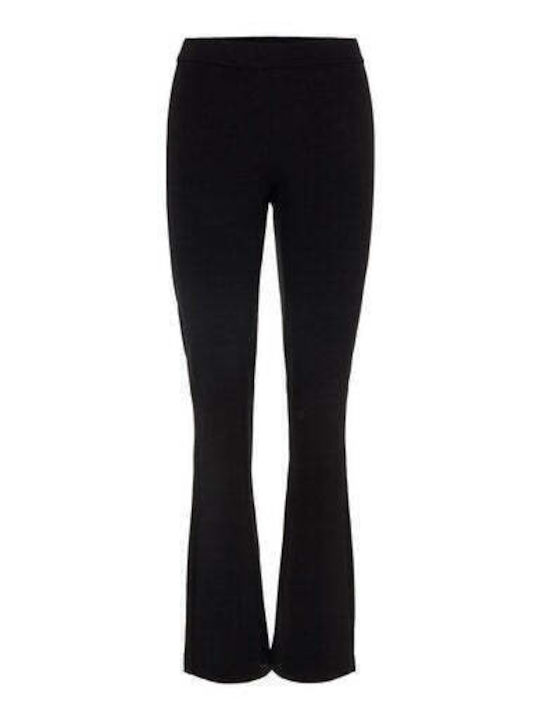 Damen Stoff Hose Schlag in Schlanker Passform Schwarz