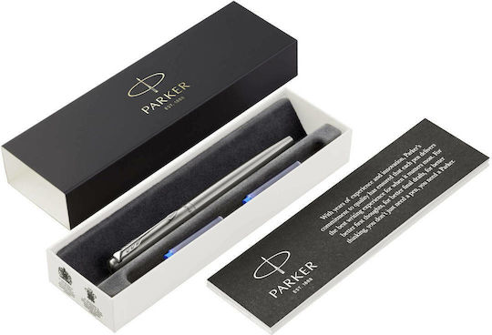 Parker Writing Pen Medium Silver made of Steel with Blue Ink
