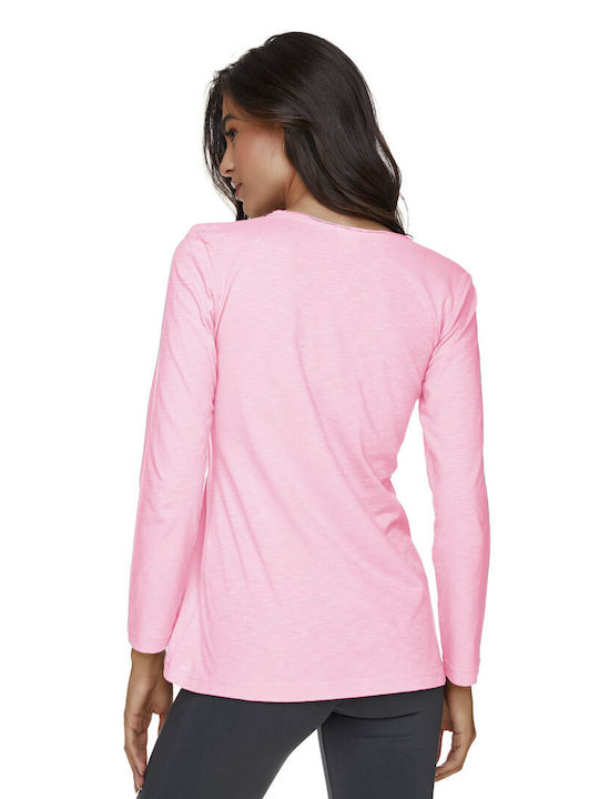 Bodymove Damen Sportliches Bluse Langärmelig Rosa