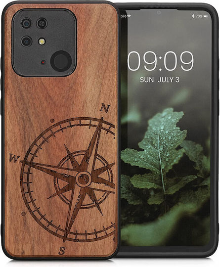 KWmobile Compass Vintage Back Cover Lemn Maro închis (Redmi 10C)