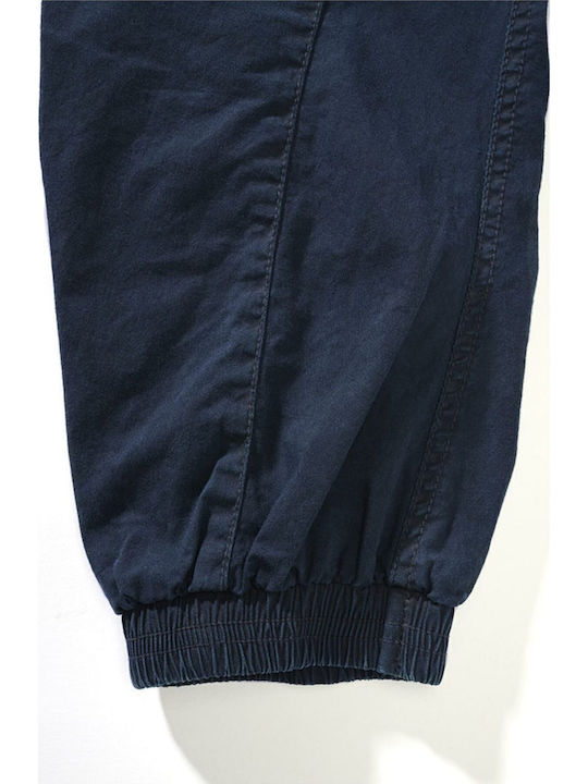 Trousers Cargo Elastic in Slim Fit Navy Blue
