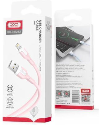 XO NB212 USB to Lightning Cable Ροζ 1m (16.005.0203)