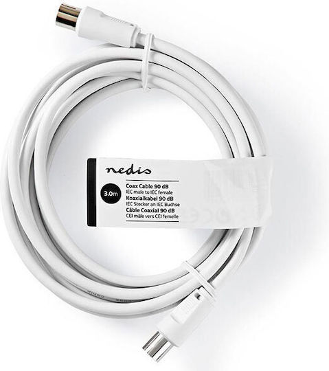 Nedis Cablu Antenă Coaxial de sex masculin - Coaxial de sex feminin Alb 3m (CSGT40000WT30)