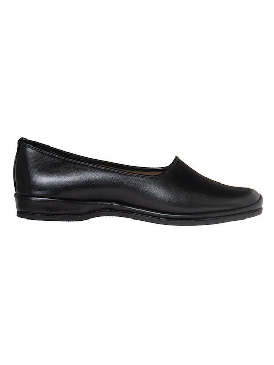 Soulis Shoes Geschlossene Leder Damen Hausschuhe in Schwarz Farbe