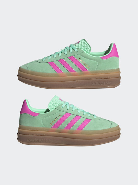 Adidas Gazelle Bold Γυναικεία Flatforms Sneakers Pulse Mint / Screaming Pink / Gum M2
