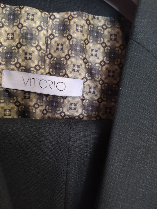 Men's Suit with Vest Slim Fit Olive