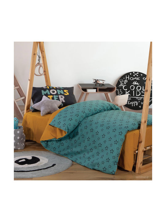 Nef-Nef Homeware Kids Duvet Single Monster Stars Aqua 160x220cm