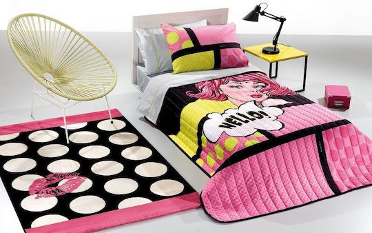 Saint Clair Kinderdecke Einzel Pop Art Rosa 160x220cm