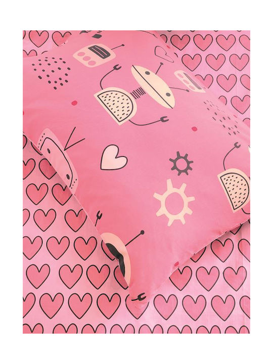 Kocoon Παιδικό Πάπλωμα Μονό Robo Love Ροζ 170x250εκ.