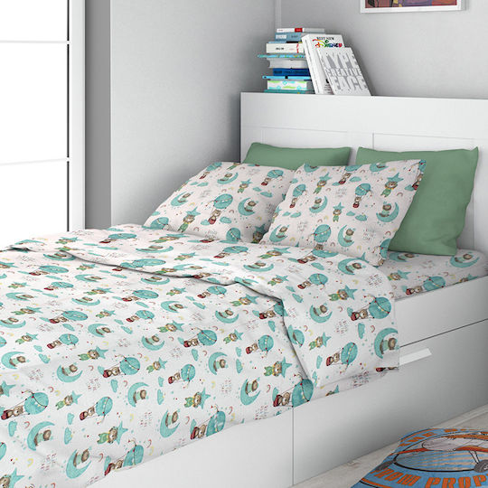 Dimcol Kids Duvet Single Reach the Stars Green 160x240cm