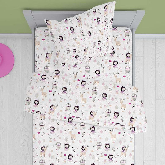 Dimcol Детско покривало Единично Lily + Deer 179 White-Pink 160x240cm