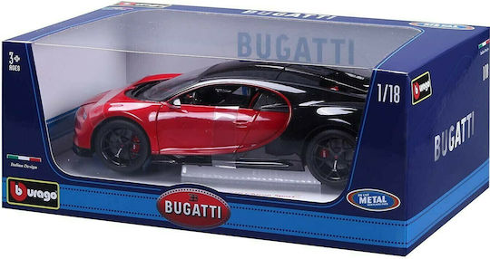 Bburago Bugatti Chiron Toy Car Chiron - Red-Black Scale 1:18 for 3+ Years