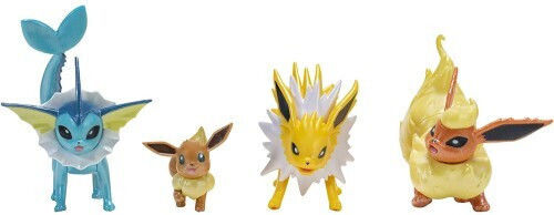 Jazwares Eevee Jolteon Vaporeon Flareon Pokemon за 4+ Години Миниатюри за Игри