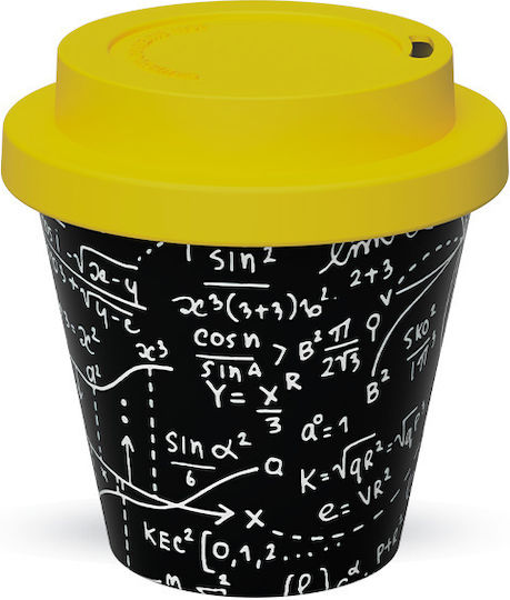 iDrink Math R-PET Cană Plastic cu Capac Neagră 90ml