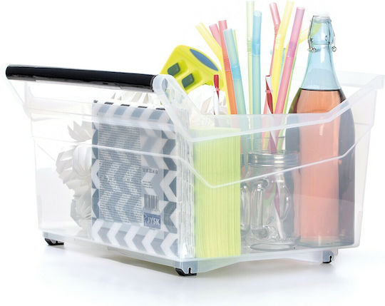 Prosperplast Plastic Storage Box with Wheels Transparent 57.8x37.9x25.6cm