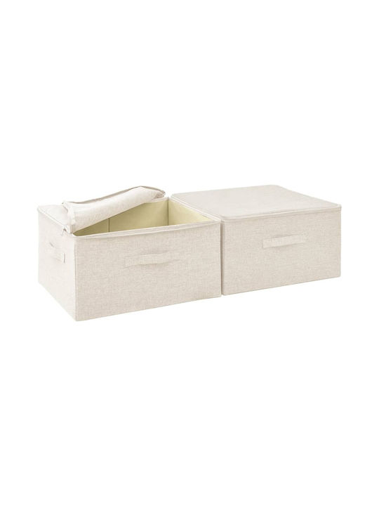 vidaXL Stoff Aufbewahrungsbox mit Deckel Beige 43x34x23cm 2Stück