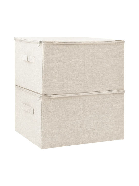 vidaXL Stoff Aufbewahrungsbox mit Deckel Beige 43x34x23cm 2Stück