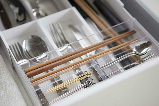 Yamazaki Tăvi Pentru Tacâmuri De Sertar Rabătabilă Din Plastic 25x24.6x5.7cm Albă