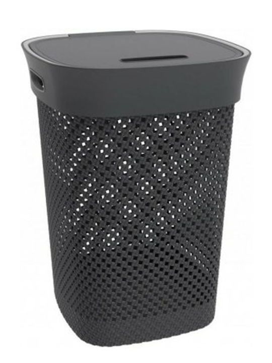 Plastmeccanica 234.451M097 Laundry Basket Plastic 50lt with Cap 39x39x54cm Black