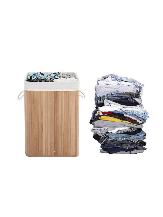 Songmics Laundry Basket Bamboo Collapsible 72l with Lid 40x30x60cm Beige