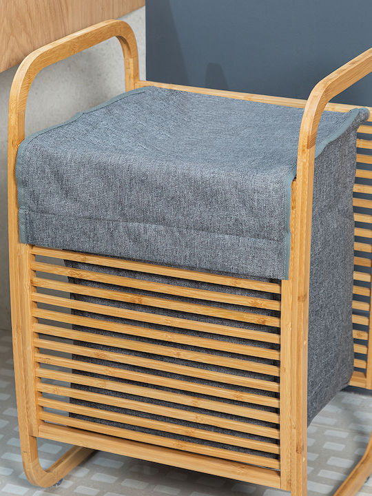 Estia Essentials Laundry Basket Bamboo with Cap 40x35x60.5cm Gray