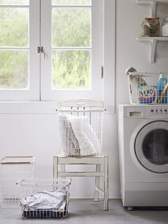 Yamazaki YMZK Laundry Basket Metallic 23L 41.5x31x27cm White