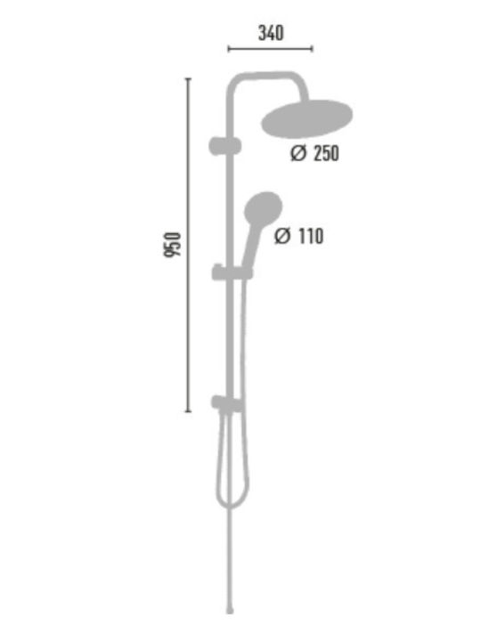 DuscheLine Alpine Icon Duschsäule ohne Armatur 95 cm Weiß