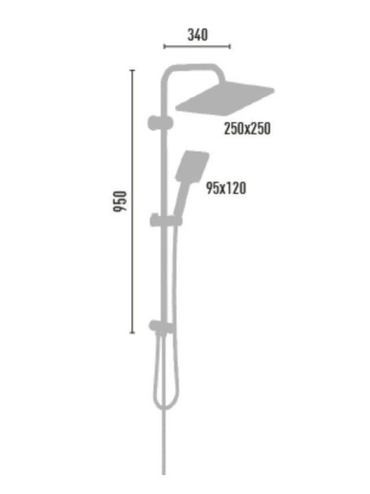 DuscheLine Alpine Pera Στήλη Ντουζ χωρίς Μπαταρία 95 cm Λευκή