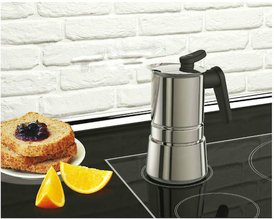 Pedrini Steelmoka Μπρίκι Espresso 4cups Inox Ασημί