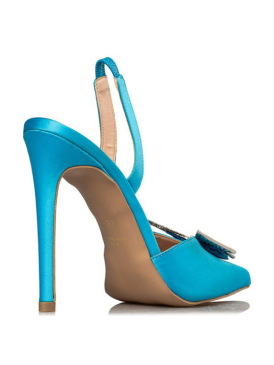 Envie Shoes Leather Stiletto Light Blue High Heels