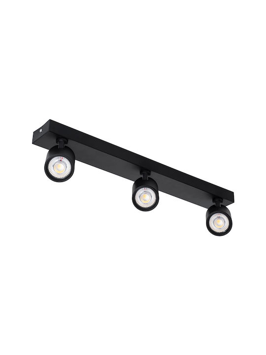 GloboStar Leonardo Triple LED Natural White Spot in Black Color
