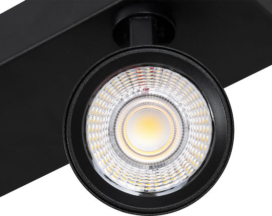 GloboStar Leonardo Triplu LED Alb Natural Spot în Culoare Negru