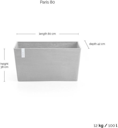 Ecopots Paris Planter Box Plastic Taupe 80x42x38cm.